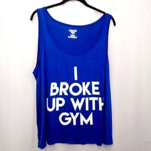 Cascade Blue I BROKE UP WITH GYM Graphic Tank Top